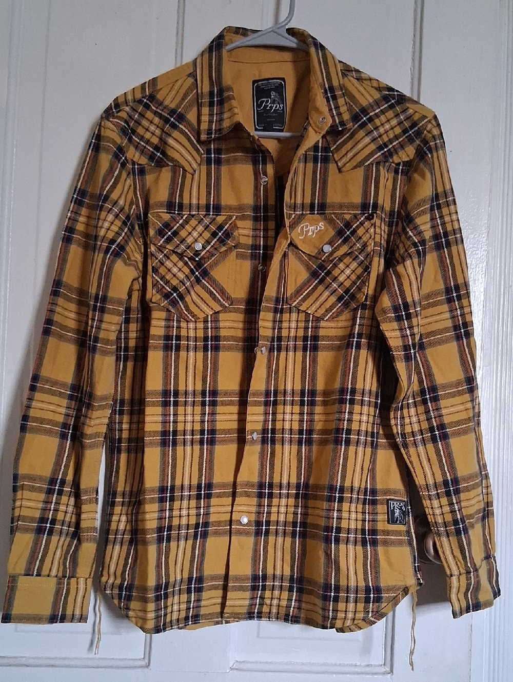 PRPS Yellow Plaid Long-Sleeve Button-Down Shirt